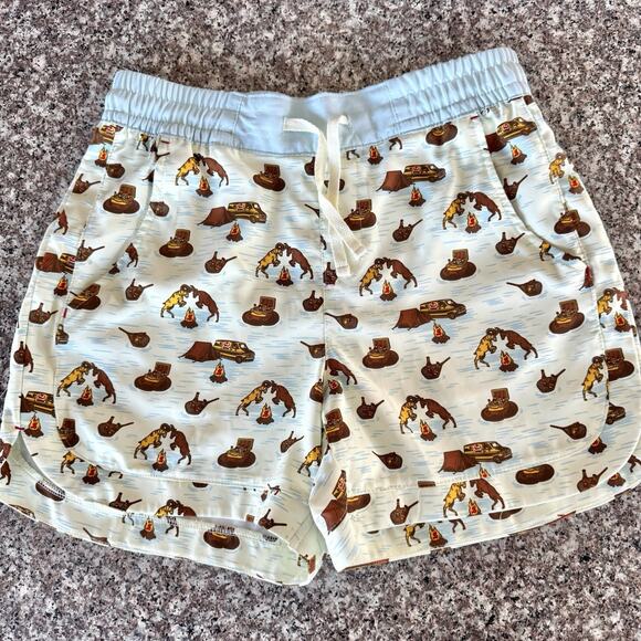 Magellan Shiner Bock Beer Mens Swim Trunks Shorts Rams Van Camping Print Sz Sm - Picture 1 of 14